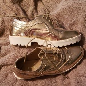 Gold oxford shoes